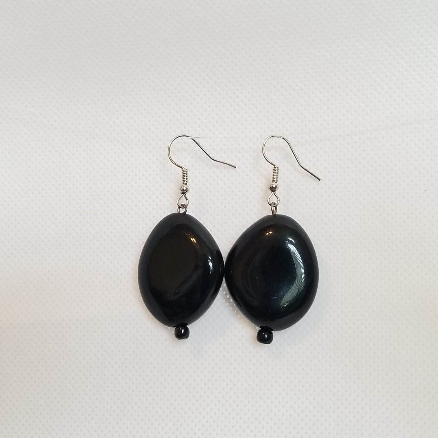 Black bead earrings