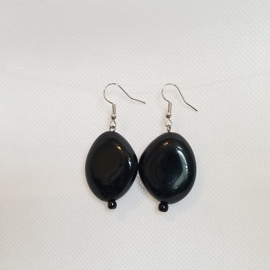 Black bead earrings
